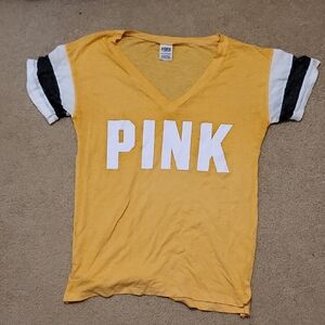 Yellow Victorias Secret PINK V-Neck T-Shirt